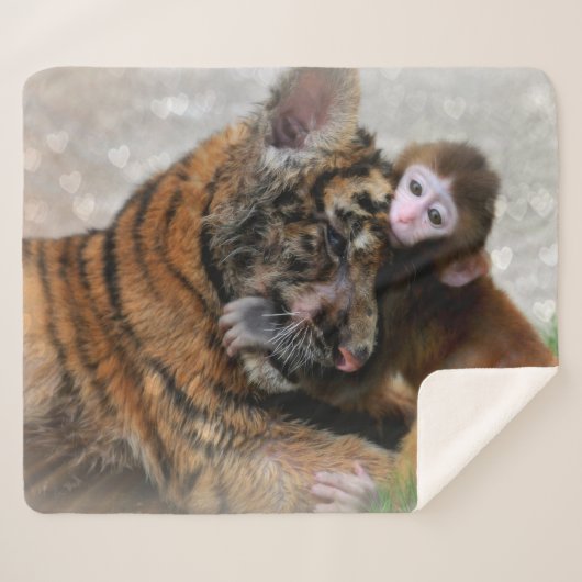 Tiger Cub und Baby Monkey Sherpadecke (Vorderseite (Horizontal))