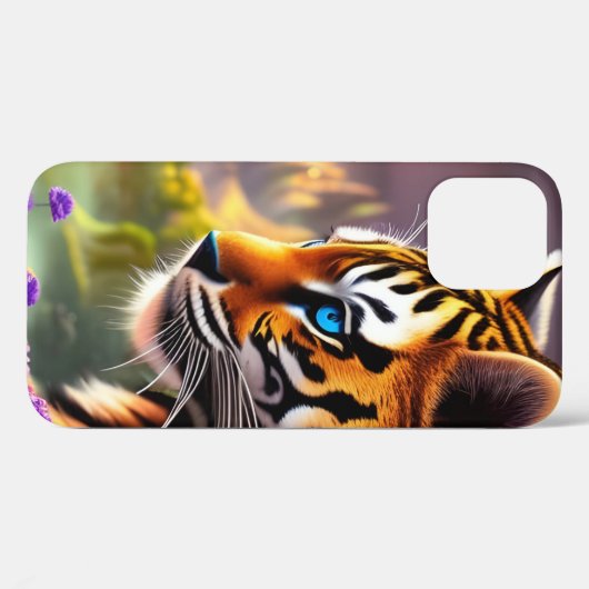 Tiger Cub, violette Blumen Case-Mate iPhone Hülle (Rückseite (Horizontal))