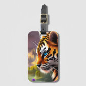 Tiger Cub, violette Blumen Gepäckanhänger (Vorderseite Vertikal)