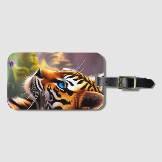 Tiger Cub, violette Blumen Gepäckanhänger (Vorderseite (Horizontal))