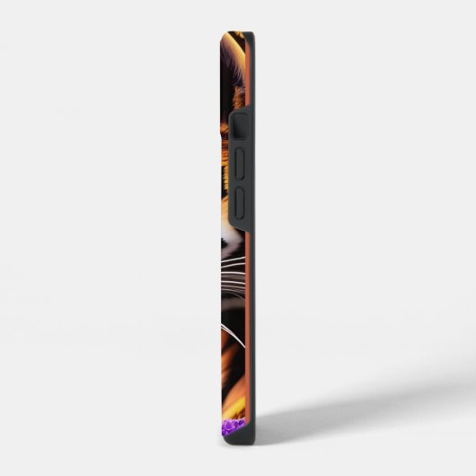 Tiger Cub, violette Blumen iPhone Hülle (Linke Seite)