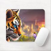 Tiger Cub, violette Blumen Mousepad (Mit Mouse)