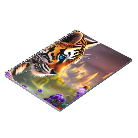 Tiger Cub, violette Blumen Notizblock (Linke Seite)