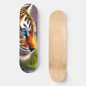 Tiger Cub, violette Blumen Skateboard (Vorderseite)
