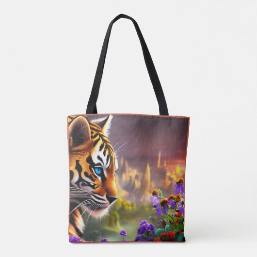 Tiger Cub, violette Blumen Tasche (Rückseite)