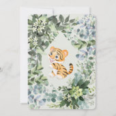 Tiger Cub Watercolor Light Green Baby Dusche Einladung (Rückseite)