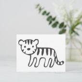 Tiger Cube in Schwarz-Weiß-Skizze Postkarte (Stehend Vorderseite)