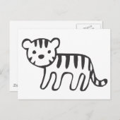 Tiger Cube in Schwarz-Weiß-Skizze Postkarte (Vorne/Hinten)