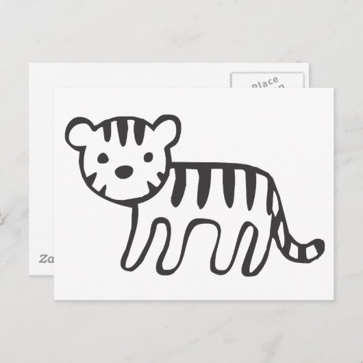 Tiger Cube in Schwarz-Weiß-Skizze Postkarte (Vorne/Hinten)