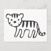 Tiger Cube in Schwarz-Weiß-Skizze Postkarte (Vorderseite)