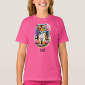 Tiger Cube mit Blume T-Shirt (Vorderseite)