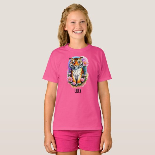 Tiger Cube mit Blume T-Shirt (Vorne ganz)