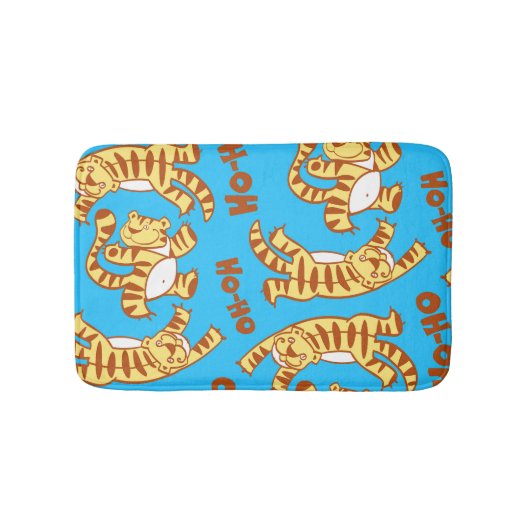 Tiger Cubs Cartoon: Funny Seamless. Badematte (Vorderseite)