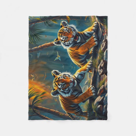 Tiger Cubs im Magischen Dschungel Fleecedecke (Vorderseite)