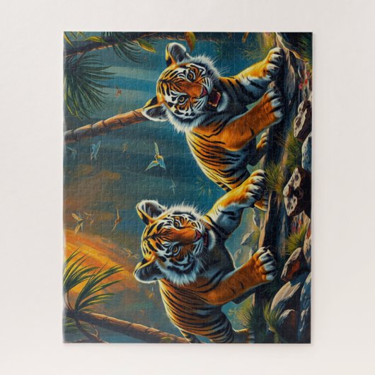 Tiger Cubs im Magischen Dschungel Puzzle (Vertikal)