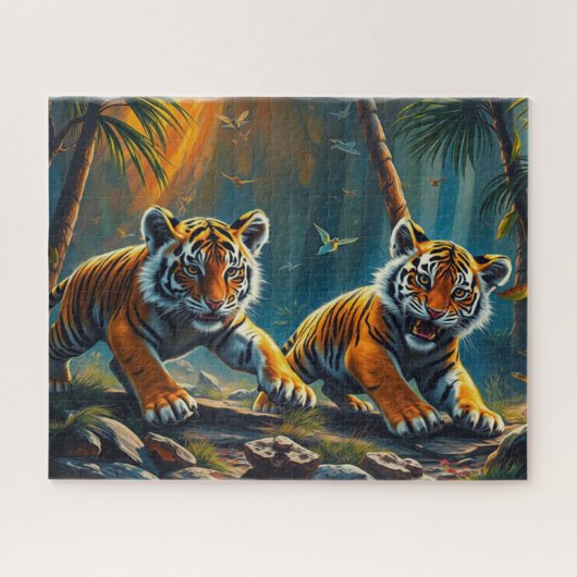 Tiger Cubs im Magischen Dschungel Puzzle (Horizontal)