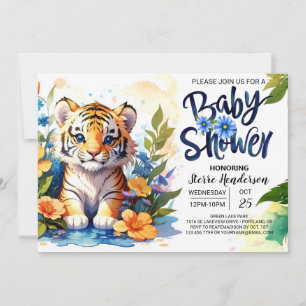 Tiger Cub's Wildblume Babydusche Einladung