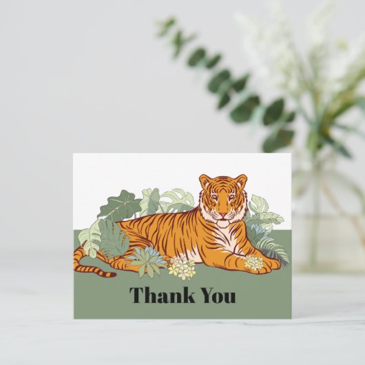 Tiger Dankeschön Karte, Gruß Party-Dschungel Postkarte (Stehend Vorderseite)