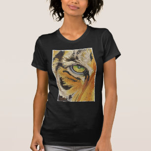 "Tiger deckt" Tiger-Gesichts-Mosaik-Aquarell mit T-Shirt