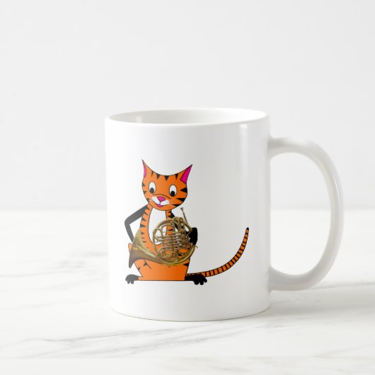Tiger, der das französische Horn spielt Kaffeetasse (Rechts)