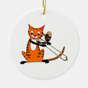 Tiger, der den Trombone spielt Keramik Ornament
