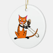 Tiger, der den Trombone spielt Keramik Ornament (Links)