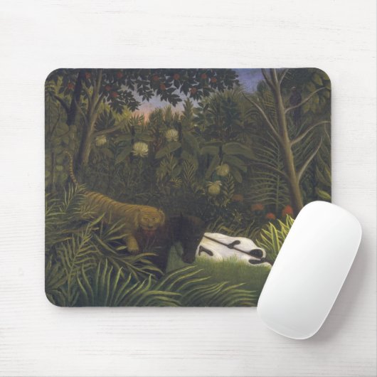 Tiger, der ein Pferd und einen schlafenden Mousepad (Mit Mouse)