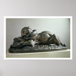 Tiger, der einen Alligator, 1832 (Bronze, Poster