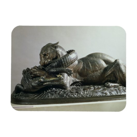 Tiger, der einen Alligator liebt, 1832 (Bronze) Magnet (Horizontal)