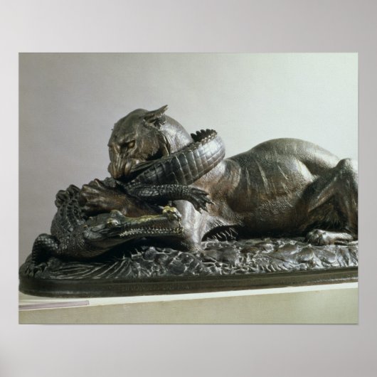Tiger, der einen Alligator liebt, 1832 (Bronze) Poster (Vorne)