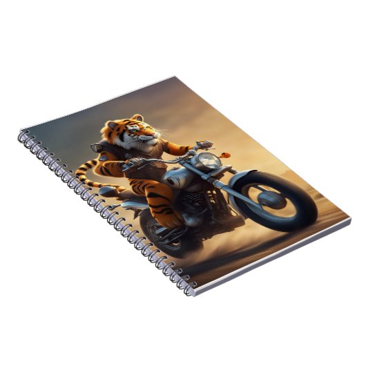 Tiger, der Motorrad fährt Notizblock (Rechte Seite)