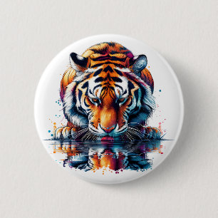 Tiger, der sich im Wasser spiegelt Button
