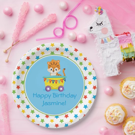 Tiger des Zirkus-Zug-| | personalisiert Pappteller (Party)