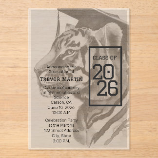 Tiger Design | Custom Graduation Invitation Cards Acryleinladungen