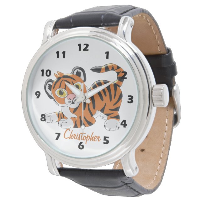 Tiger-Design personalisiert Armbanduhr (Schrägansicht)