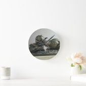 Tiger devouring an alligator, 1832 (bronze) runde wanduhr (Zuhause)