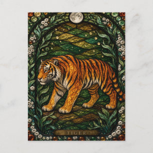 Tiger Dichter Dschungel Illumina Buntglas Postkarte