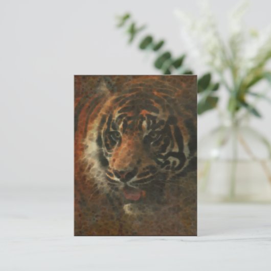 Tiger Digital Art Postkarte (Stehend Vorderseite)