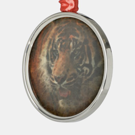 Tiger Digital Art Silbernes Ornament (Links)