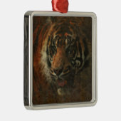 Tiger Digital Art Silbernes Ornament (Rechts)