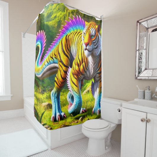 Tiger Dinosaur Duschvorhang (Beispiel)