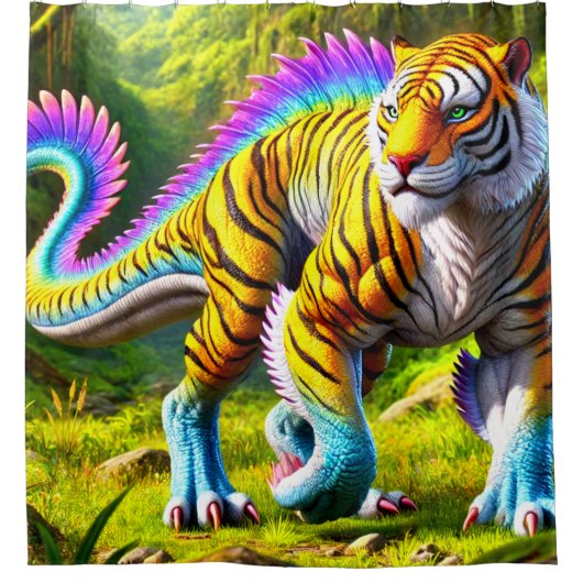 Tiger Dinosaur Duschvorhang (Vorderseite)