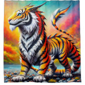 Tiger Dinosaur Duschvorhang (Vorderseite)