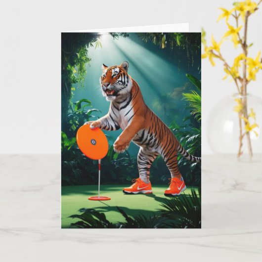 Tiger Disk Golfer Card Karte (Gelbe Blume)
