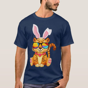 Tiger Dog Cool Sunglass Bunny Hat Happy Ostertag T-Shirt