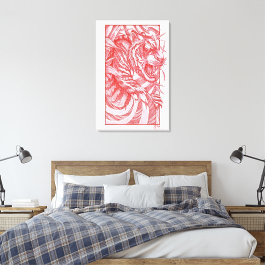Tiger Dotwork tora Leinwanddruck (Insitu (Schlafzimmer))