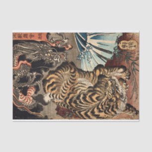 Tiger & Dragon, Kuniyoshi, Ukiyo-e Seidenpapier