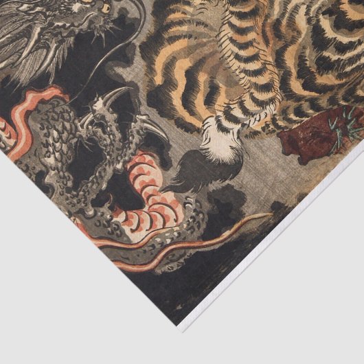 Tiger & Dragon, Kuniyoshi, Ukiyo-e Seidenpapier (Ausschnitt)