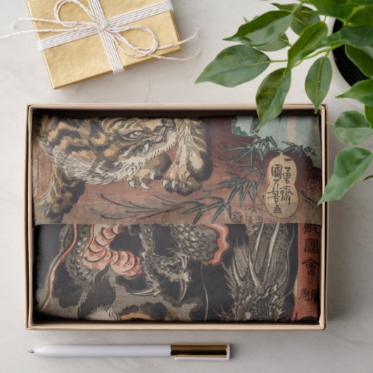 Tiger & Dragon, Kuniyoshi, Ukiyo-e Seidenpapier (Geschenk)