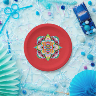 Tiger Dragon Mandala 7" Papierplatte Pappteller